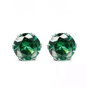💗 Hypoallergenic Stainless Steel Emerald Green Crystal Earrings 8mm NEW